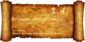 Krieger Alfréda névjegykártya